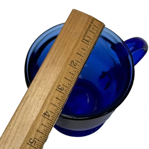 STARBUCKS Anchor Hocking  Cobalt Blue Mug Glass Pedestal Footed Coffee EARLY - Picture 10 of 10